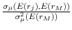  \frac{\sigma _{\mu }\left( E\left( r_{j}\right) ,E\left( r_{M}\right) \right) }{\sigma _{\mu }^{2}\left( E\left( r_{M}\right) \right) }