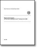 Report to the Congress on the Check Clearing for the 21st Century Act of 2003
 cover