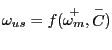 $\displaystyle \omega_{us} =f(\mathop {\omega _m }\limits^{+} ,\mathop C\limits^{-} )$
