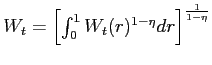 $W_{t}=\left[\int_0^1 W_t(r)^{1-\eta} dr \right]^{ \frac{1}{1-\eta}}$