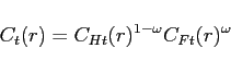 \begin{displaymath} C_{t}(r)=C_{Ht}(r)^{1-\omega }C_{Ft}(r)^{\omega } \end{displaymath}