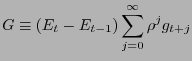 $\displaystyle G\equiv\left( {E_{t} -E_{t-1} } \right) \sum\limits_{j=0}^{\infty}{\rho ^{j}g_{t+j} } $