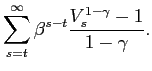 $\displaystyle \sum_{s=t}^{\infty}\beta^{s-t}\frac{V_{s}^{1-\gamma}-1}{1-\gamma}.$