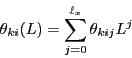 \begin{displaymath} \theta _{ki} (L)=\sum\limits_{j=0}^{\ell _x } {\theta _{kij} L^j} \end{displaymath}