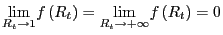 $ \underset{R_{t}\rightarrow1}{\lim}f\left( R_{t}\right) =\underset{R_{t}\rightarrow+\infty}{\lim}f\left( R_{t}\right) =0$
