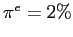 $ \pi ^{e}=2\%$
