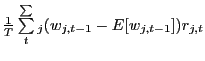 $ \frac{1}{T}\sum\limits_{t}^{\sum}\limits_{j} {(w_{j,t-1} -E[w_{j,t-1} ])} r_{j,t} $