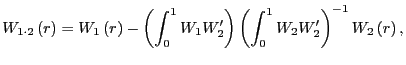 $\displaystyle W_{1\cdot2}\left( r\right) =W_{1}\left( r\right) -\left( \int_{0} ^{1}W_{1}W_{2}^{\prime}\right) \left( \int_{0}^{1}W_{2}W_{2}^{\prime }\right) ^{-1}W_{2}\left( r\right) ,$