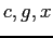 $ c,g,x$