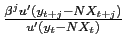 $ \frac{\beta^{j}u^{\prime} (y_{t+j}-NX_{t+j})}{u^{\prime}(y_{t}-NX_{t})}$
