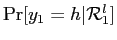 $ \Pr[y_{1}=h \vert \mathcal{R}_{1}^{l}]$