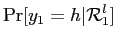 $\displaystyle \Pr[y_{1}=h \vert \mathcal{R}_{1}^{l}]$