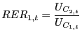 $\displaystyle RER_{1,t}=\frac{U_{C_{2,t}}}{U_{C_{1,t}}}$