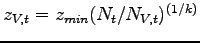 $ z_{V,t}=z_{min}(N_{t}/N_{V,t})^{(1/k)}$