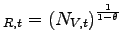 $ _{R,t}=\left( N_{V,t}\right) ^{\frac{1}{1-\theta}}$