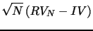 $\displaystyle \sqrt{N} \, (RV_N - IV)$