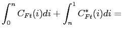 $\displaystyle \int_0^n C_{Ft}(i)di+\int_n^1 C_{Ft}^{\ast }(i)di =$