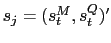 $ s_{j}=(s_{t}^{M},s_{t}^{Q})^{\prime }$