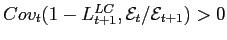 $ Cov_{t}(1-L_{t+1}^{LC},\mathcal{E}_{t}/\mathcal{E}_{t+1})>0$