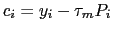 LaTex Encoded Math: \displaystyle c_{i}=y_{i}-\tau _{m}P_{i} 