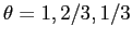  \theta=1,2/3,1/3 