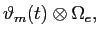 LaTex Encoded Math: \displaystyle \vartheta_{m}(t) \otimes \Omega_{e},