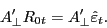 \begin{displaymath} {A}'_\bot R_{0t} ={A}'_\bot \hat {\varepsilon }_t . \end{displaymath}