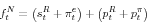 \begin{displaymath} f_t^N =\left( {s_t^R +\pi _t^e } \right)+\left( {p_t^R +p_t^\pi } \right) \end{displaymath}