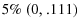  5\%{~}(0,.111)