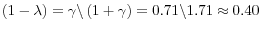 (1-\lambda )=\gamma \backslash \left( {1+\gamma } \right)=0.71\backslash 1.71\approx 0.40