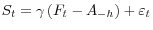 S_t =\gamma \left( {F_t -A_{-h} } \right)+\varepsilon _t 