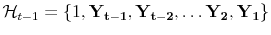  \mathcal{H}_{t-1} = \{ 1, \mathbf{Y_{t-1}}, \mathbf{Y_{t-2}}, \ldots \mathbf{Y_{2}}, \mathbf{Y_{1}} \}