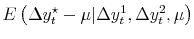 \displaystyle E\left(\Delta y_t^\star - \mu \vert \Delta y_t^1, \Delta y_t^2, \mu \right)