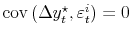  \operatorname{cov}\left( \Delta y_{t}^{\star},\varepsilon_{t}^{i}\right) = 0