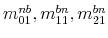  m_{01}^{nb},m_{11}^{bn},m_{21}^{bn}