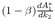  (1 - \beta) \frac{dA_{1}^{\ast }}{d k_2}