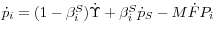 \dot {p}_i = (1-\beta _i^S )\dot {\Upsilon } + \beta _i^S \dot {p}_S -M\dot {F}P_i 