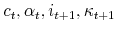  c_t,\alpha_t,i_{t+1},\kappa_{t+1}