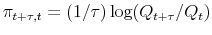  \pi_{t+\tau,t}=(1/\tau)\log(Q_{t+\tau}/Q_{t})