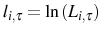  l_{i,\tau}=\ln\left( L_{i,\tau}\right) 