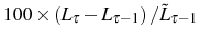  100\times\left( L_{\tau}-L_{\tau-1}\right) /\tilde{L}_{\tau-1}