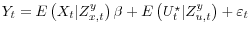  Y_t = E\left(X_t \vert Z_{x,t}^y \right)\beta + E\left( U_t^\star \vert Z_{u,t}^y \right) + \varepsilon_t