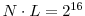  N\cdot L=2^{16}