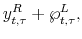 \displaystyle y^R_{t,\tau}+ \wp^L_{t,\tau},