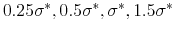  0.25\sigma^*, 0.5\sigma^*, \sigma^*, 1.5\sigma^*