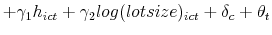 \displaystyle + \gamma_1h_{ict} + \gamma_2log(lotsize)_{ict} + \delta_{c} + \theta_{t}