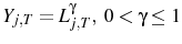 \displaystyle Y_{j,T}=L_{j,T}^{\gamma},\ 0<\gamma\leq1 
