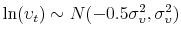  \ln(\upsilon_{t})\sim N(-0.5\sigma_{\upsilon}^{2},\sigma_{\upsilon}^{2})