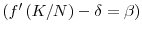  \left( f^{\prime }\left( K/N\right)-\delta =\beta \right) 