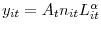  y_{it}=A_{t}n_{it}L_{it}^{\alpha}